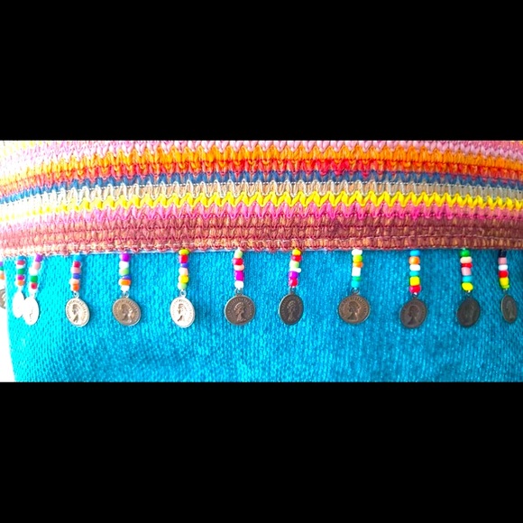 New embroidery & beads tote shoulder handbag linen - Picture 6 of 6